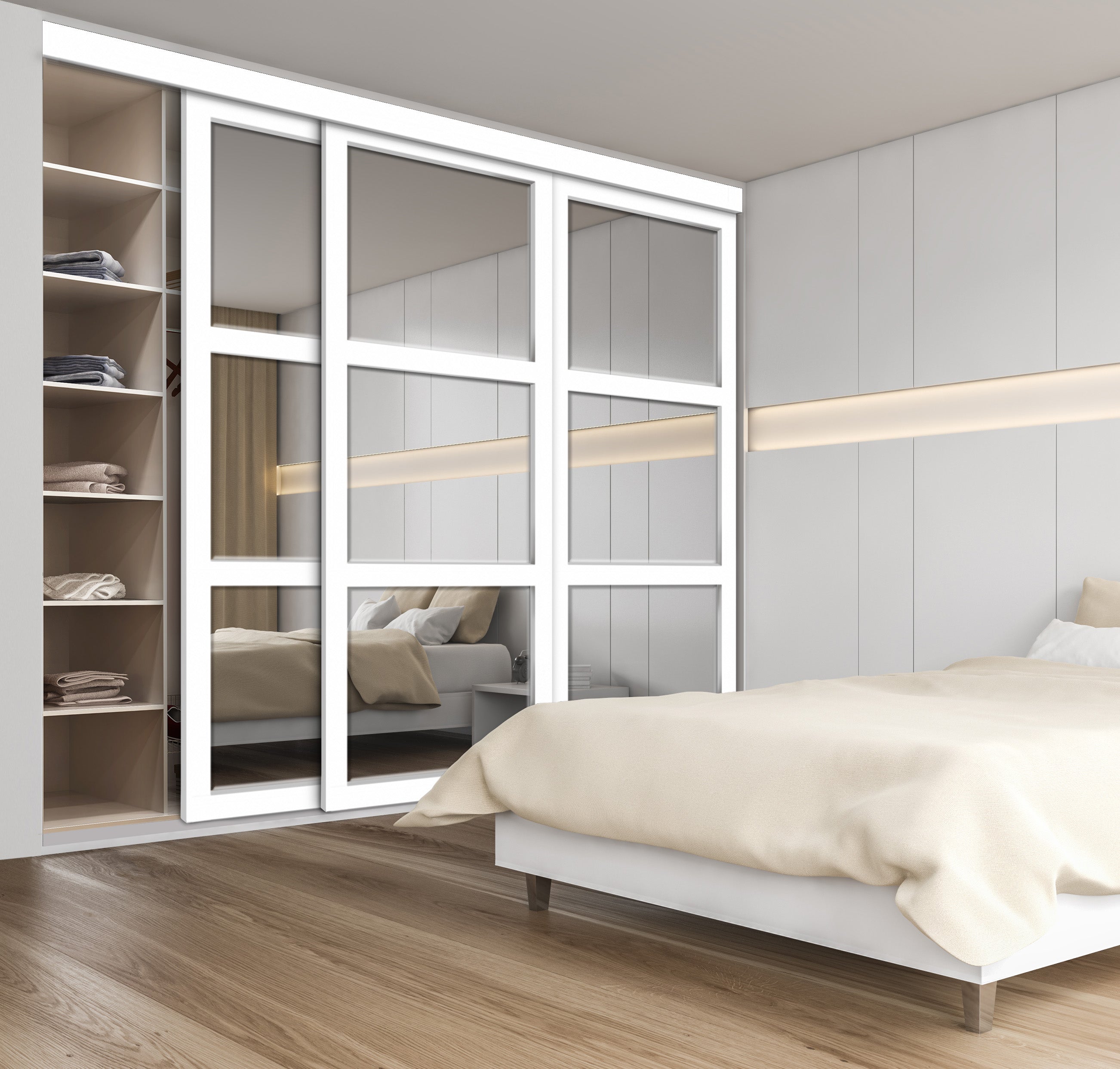 Mirror Shaker Style Closet Door 3 Panels