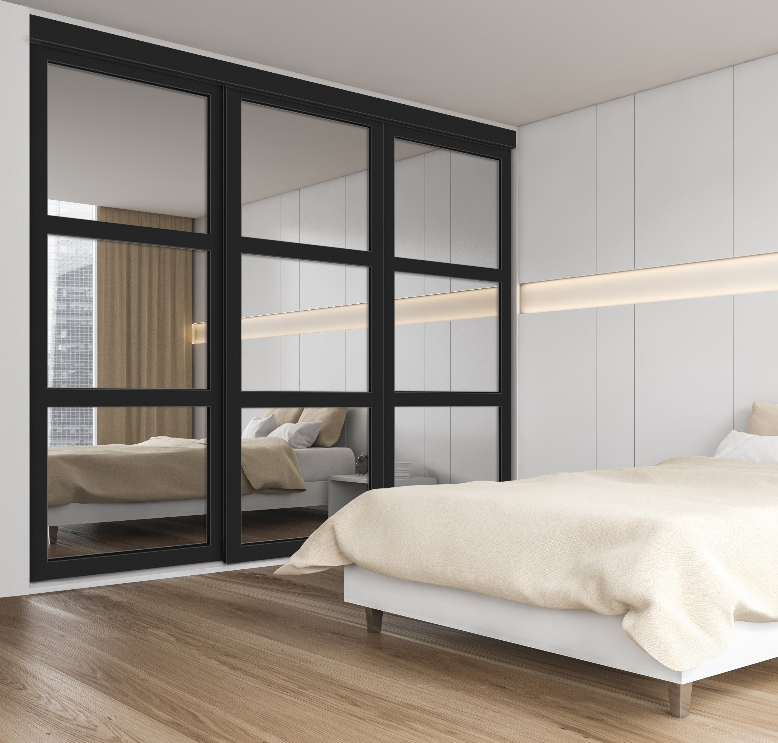 Mirror Shaker Style Closet Door 3 Panels