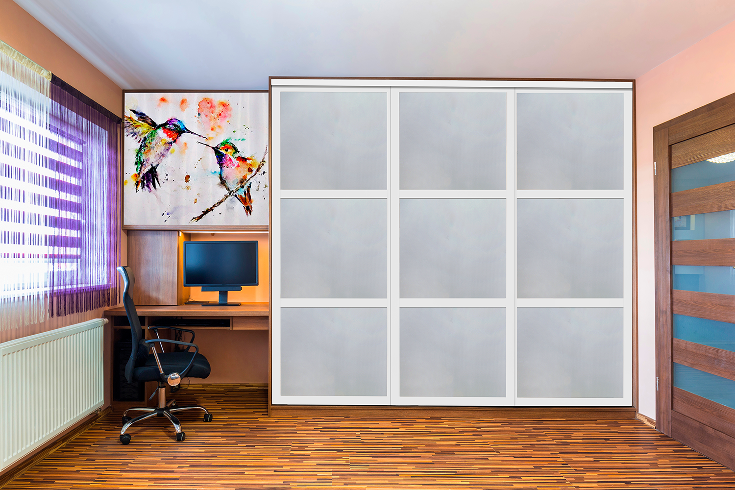 Puerta De Clóset De 3 Hojas - Full-Privado Y Cristal Pintado Rojo