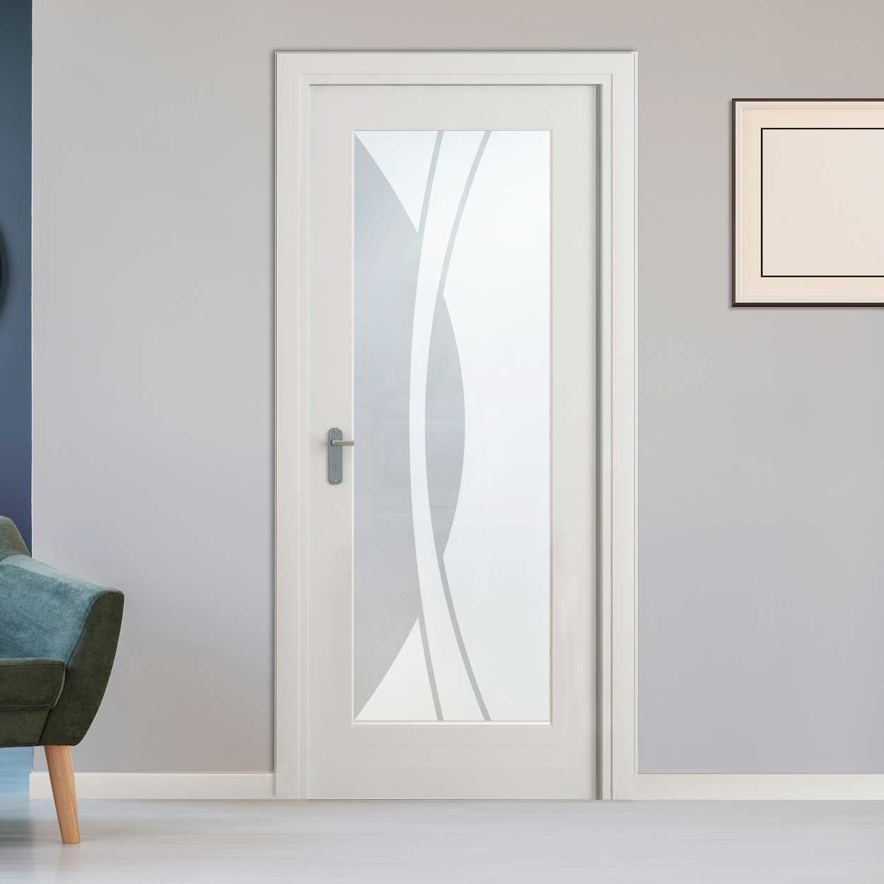 Puerta Interior Con Panel De Vidrio Esmerilado  PIC1-1258