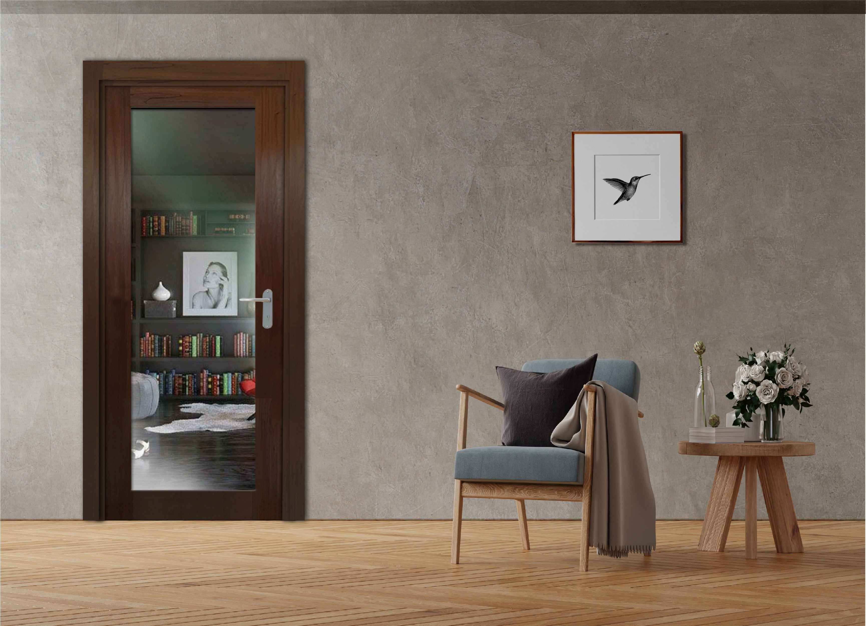 Puerta Interior Con Panel De Vidrio Esmerilado PIC1-1294