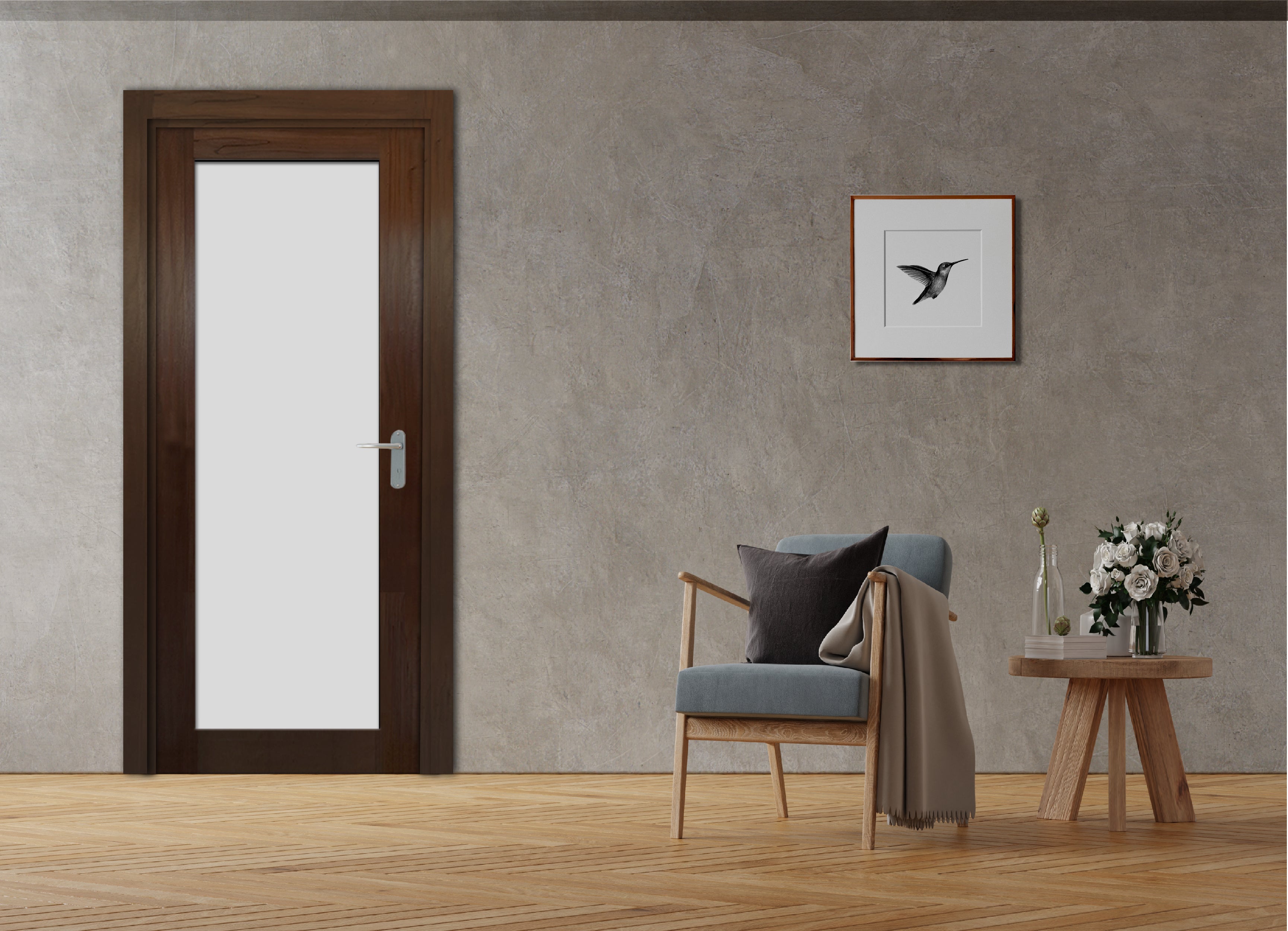 Puerta Interior Con Panel De Vidrio Esmerilado PIC1-1294