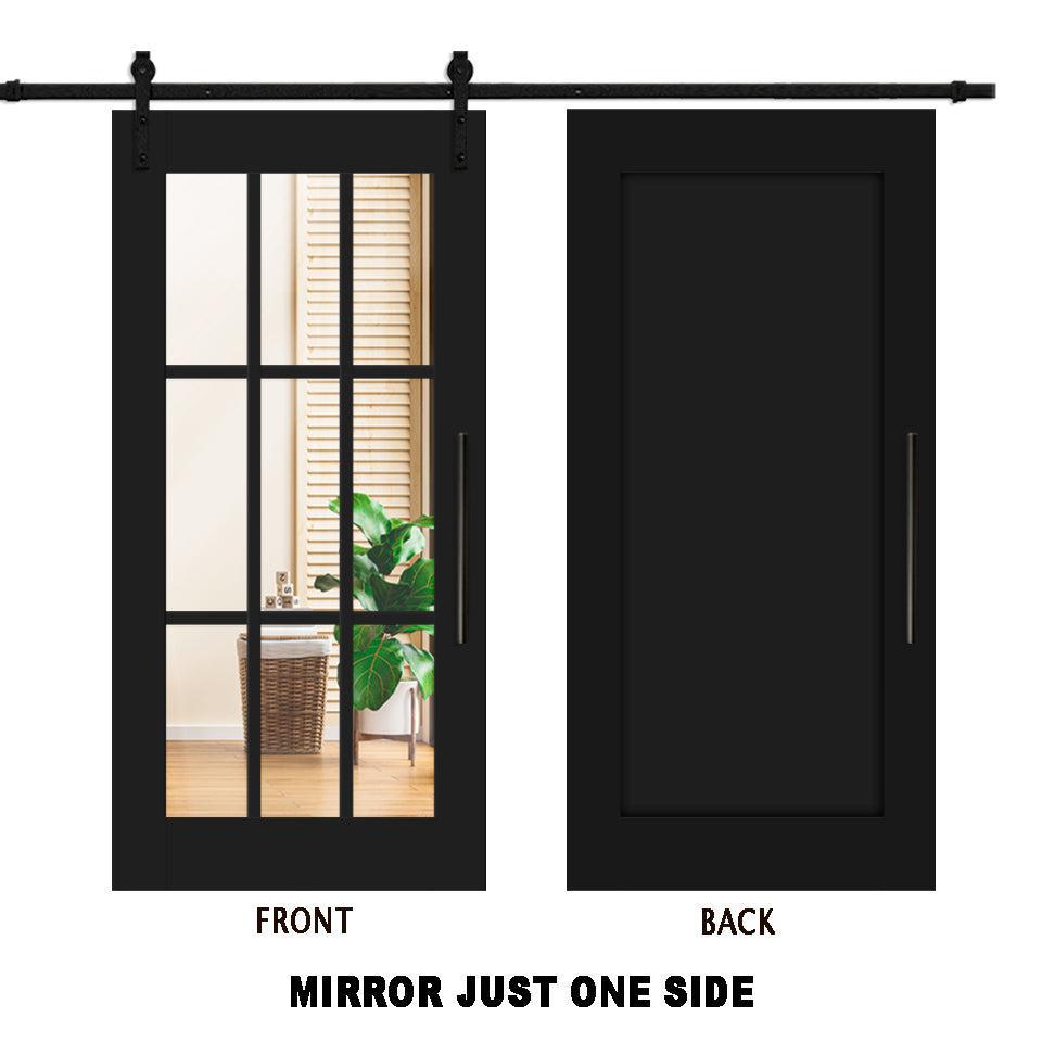 Puerta Corrediza De Madera Estilo Frances Con 4 Paneles de Espejo Insertado MEPC-1027