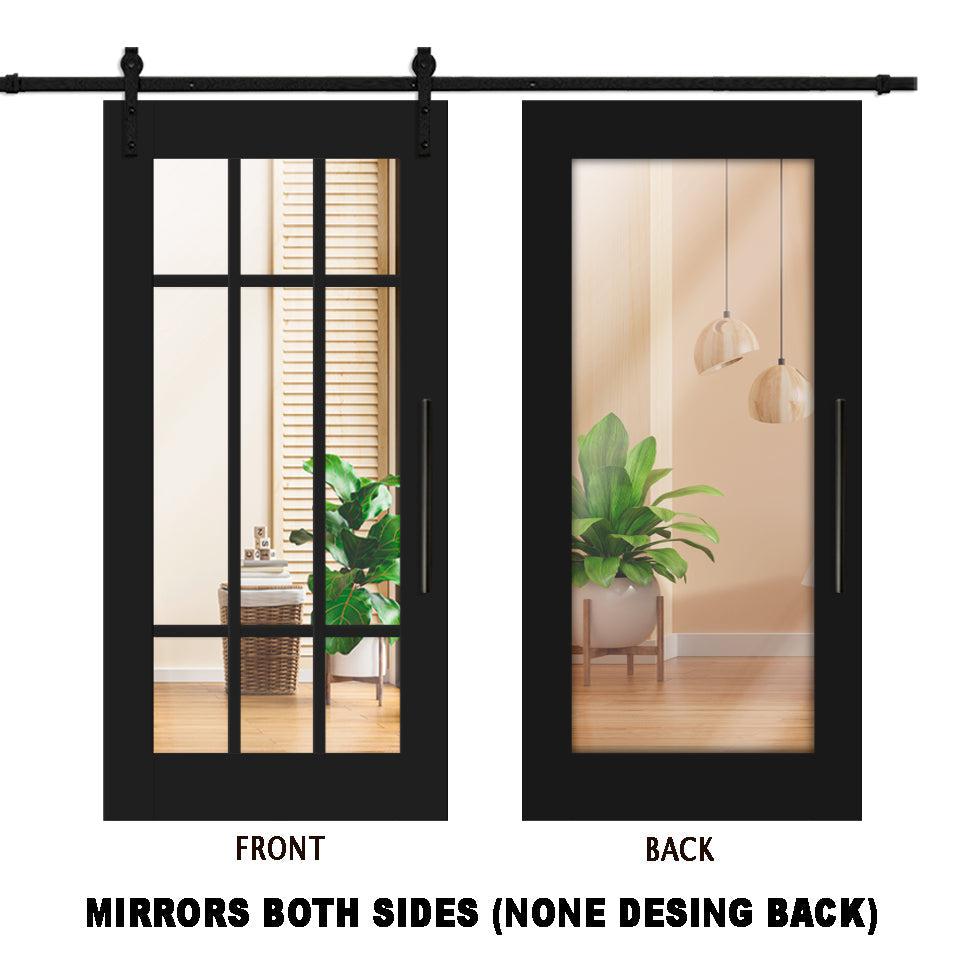 Puerta Corrediza De Madera Estilo Frances Con 9 Paneles De Espejo Insertado MEPC-1030