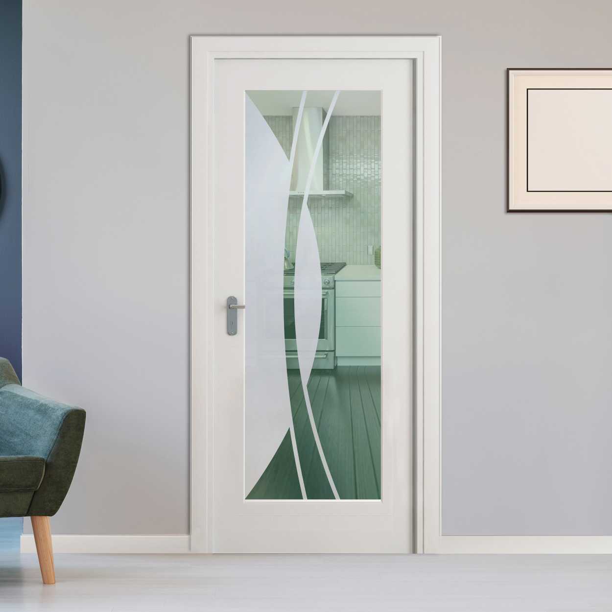 Puerta Interior Con Panel De Vidrio Esmerilado  PIC1-1258