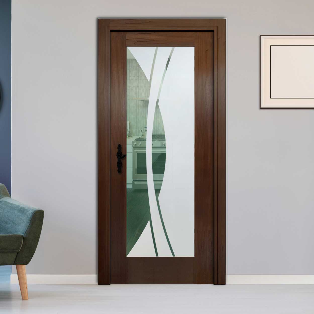 Puerta Interior Con Panel De Vidrio Esmerilado  PIC1-1258