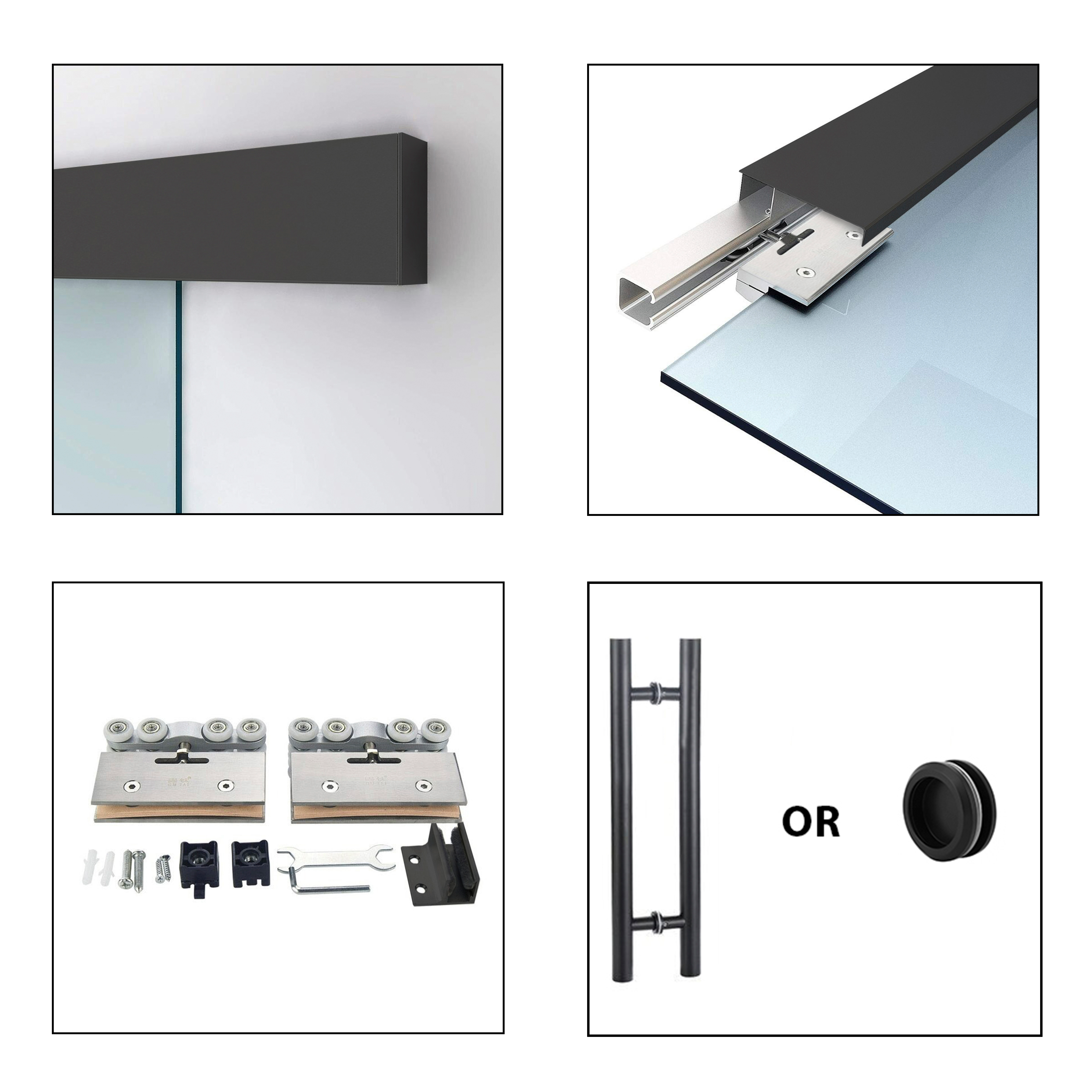 Puerta Corrediza Doble De Vidrio Templado Estilo Loft ALU100 SDG0 - 3496