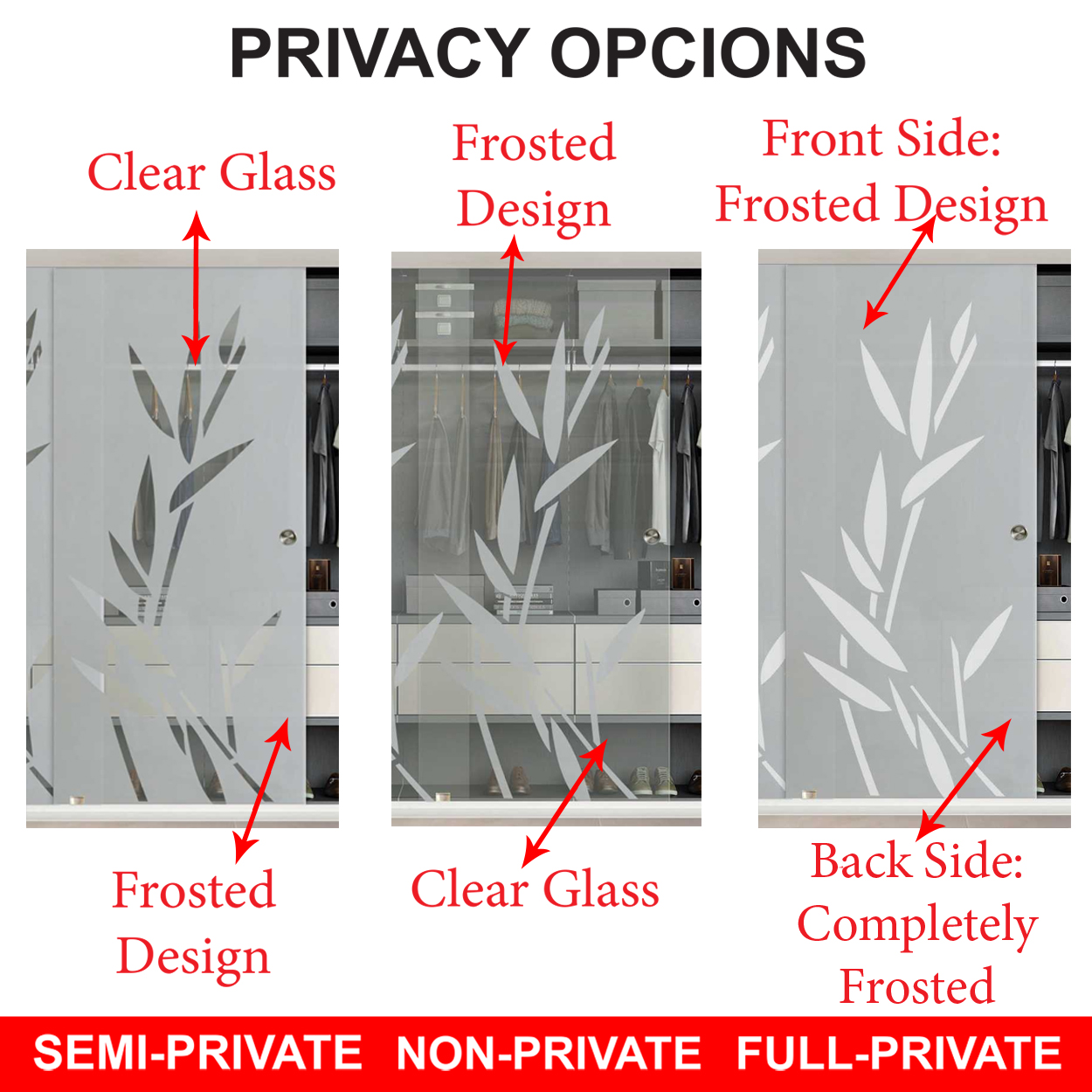 Puerta Corrediza De Vidrio Sin Marco Para Closet PCSM-1081