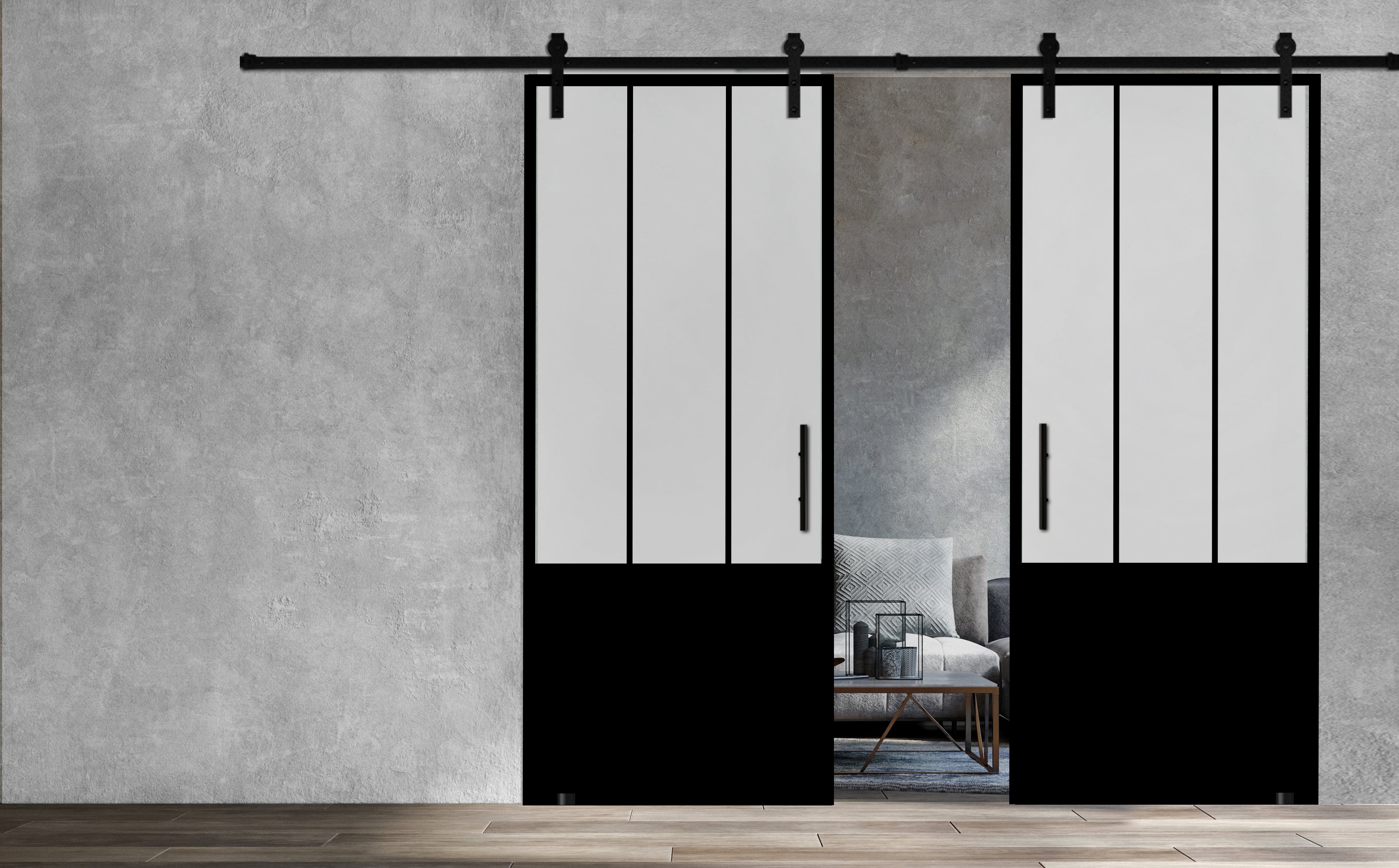 Puerta Doble Vidrio Templado Sin Marco Estilo Industrial PCI2 - 1382