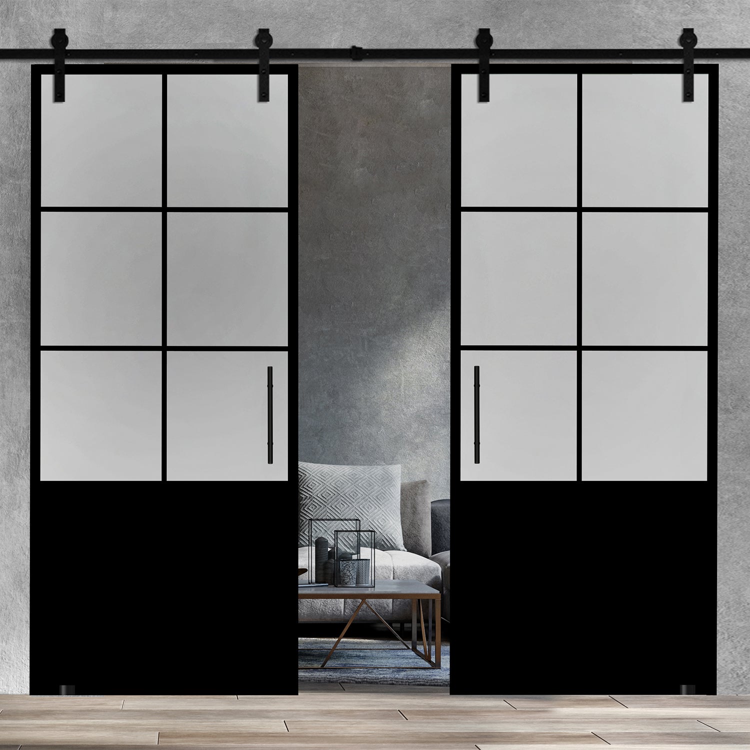 Puerta Doble Vidrio Templado Sin Marco Estilo Industrial PCI2 - 1379